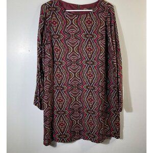 Womens Prana Cece Shift Dress Medallion Print Lined Zip Brown‎ Red M